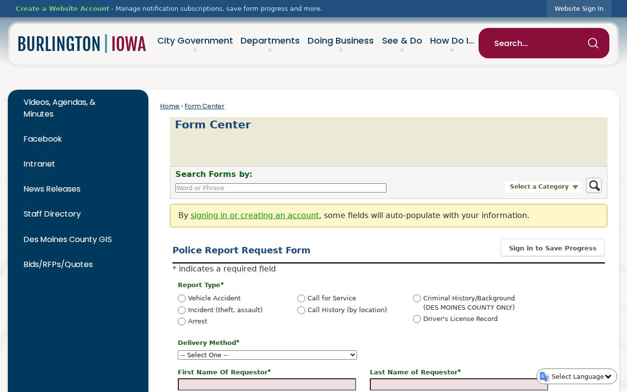 Burlington warrant search police report route